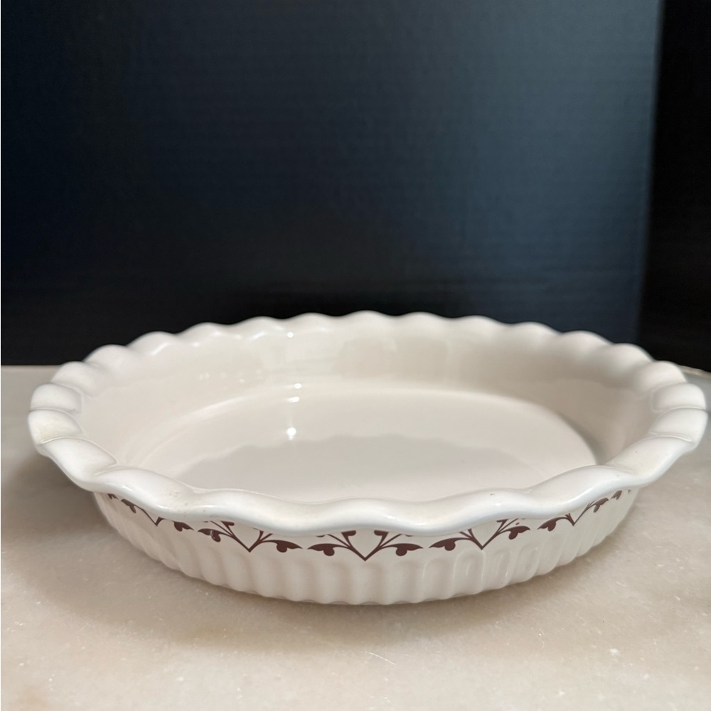 PAULA DEEN Baking FALL HARVEST Pie Quiche Dish Plate Ruffled Brown Leaves 9”